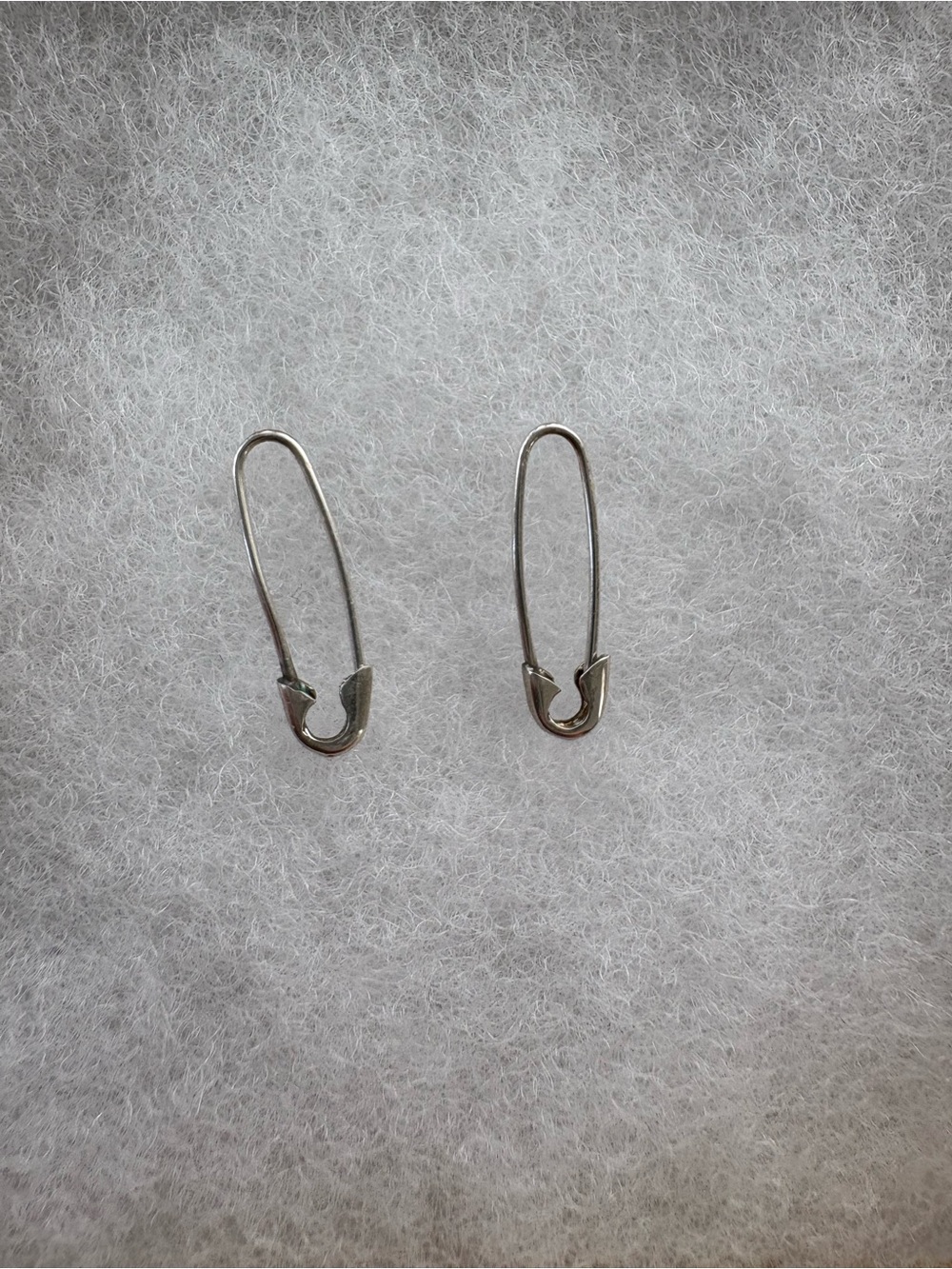 Minimal Silver Safety Pin Hoop Earrings - Modern Everyday Style - Picture 4 of 4